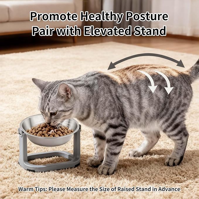 Tifanso 6PCS 5.6" Stainless Steel Whisker Friendly Cat Food & Water Bowls | - Image 5