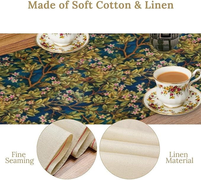 William Morris Floral Table Runner Vintage Flowers Table Runner - Image 5