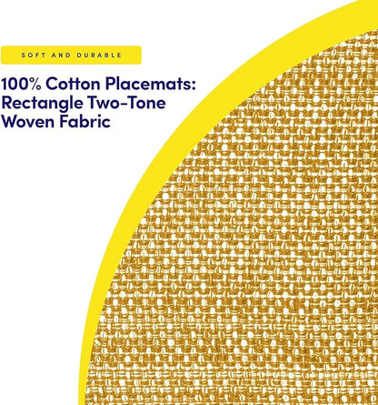 Sweet Home Collection 100% Cotton Placemats for Dining Room Rectangle Two Tone Woven Fabric 13" x 19" Soft Durable Table Mat Set, Set of 6, Orange