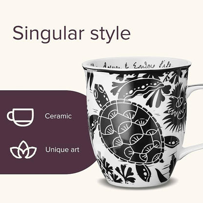 Karma Gifts 16 oz Black and White Boho Mug Sea Turtle - Image 3