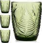 Green Drinking Glasses Set of 4, 10 oz Glass Cups, Vintage Fern Glassware | by QELVIO