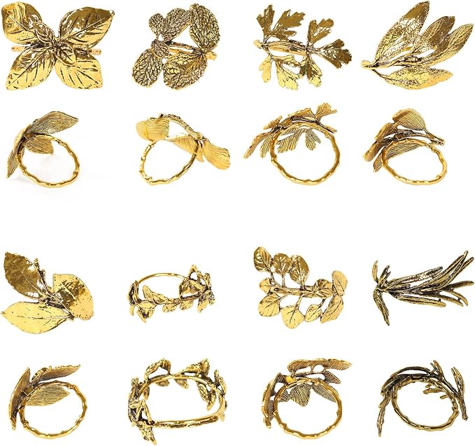 Efavormart 8 Pack Glossy Gold Metal Herb Napkin Rings - Image 7