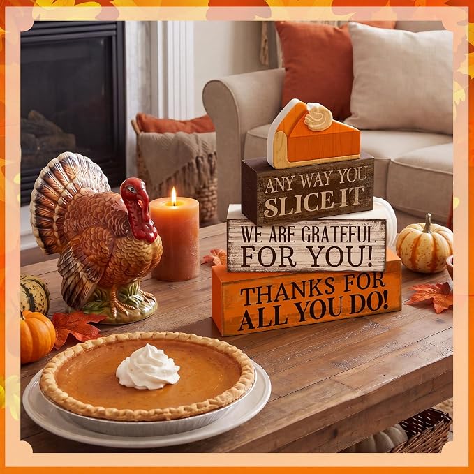 Moucuny 4 Pcs Fall Coffee Table Decor Fall Decoration - Image 7