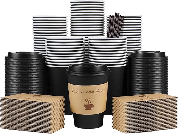 Clawsoff 100 Pack 12 oz Disposable Paper Coffee Cups by BuyNow