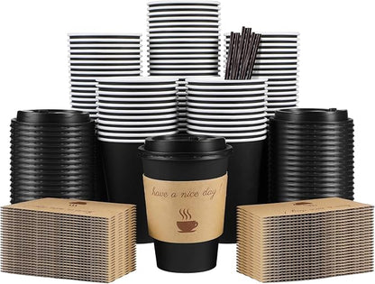 Clawsoff 100 Pack 12 oz Disposable Paper Coffee Cups by BuyNow