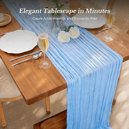10 Pack Baby Blue Cheesecloth Gauze Table Runners, 35x120 Inch | Extra Wide - Image 2