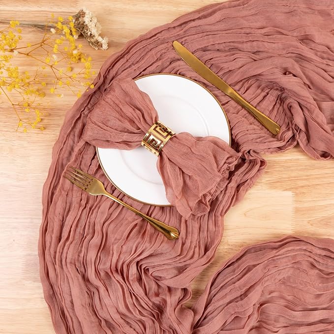 Cheesecloth Table Runner Boho Table Runner 13.3FT Long Vintage Rustic Dusty - Image 4