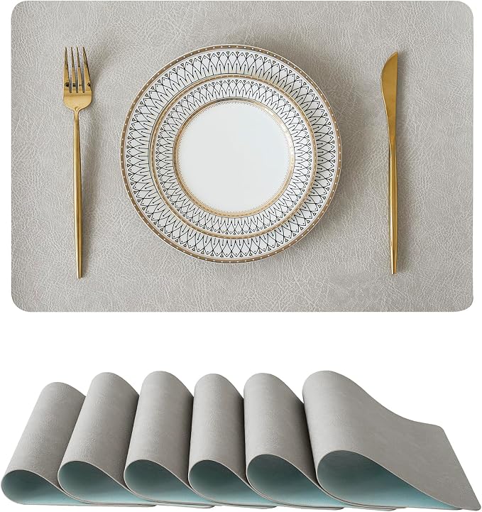 Leetaltree Reversible Faux Leather Placemats 12x17 Inch, Heat Resistant by Leetaltree-ArtatEveryTable