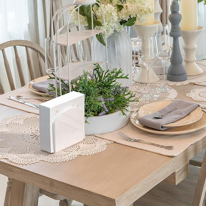 SILUT 2 Pack Napkin Holder for Table, Acrylic Napkins Holder, Napkin Dispenser for Kitchen Table, Cocktail Napkin Holder for Bar, Banquet, Restaurant, Freestanding Napkins Holder - White