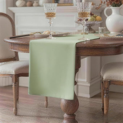 Sage Green Table Runner, Waterproof Washable Runners 90 Inches Long | Reusable - Image 2