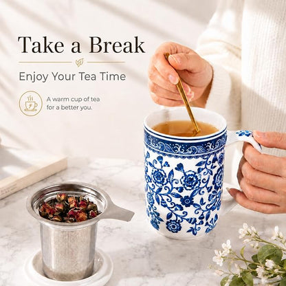 AmorArc Tea Cup With Infuser and Lid, 18oz Loose Leaf Tea Mug With Steeper | - Image 6
