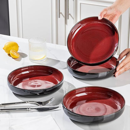 LERATIO 8.5'' Large Ceramic Pasta Bowls, 36oz Pasta Serving Bowls Set of 4 for Kitchen, Wide Bowls for Fruit,Pasta,Salad,Oatmeal,Meal, Microwave Safe, Reactive Glaze