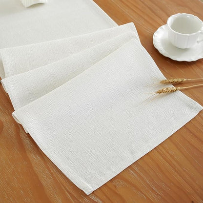 Laolitou White Table Runners 90 Inches Long, Burlap Linen Texture Farmhouse - Image 5