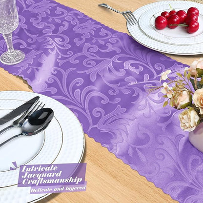 MILVOWOC Lilac Satin Table Runner, 4 Pack, 12 x 72 Inch | Jacquard Damask - Image 5