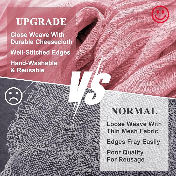Cheesecloth Table Runner Dusty Rose 10FT Boho Gauze, 3 Pack | 120 Inch Cheese - Image 4