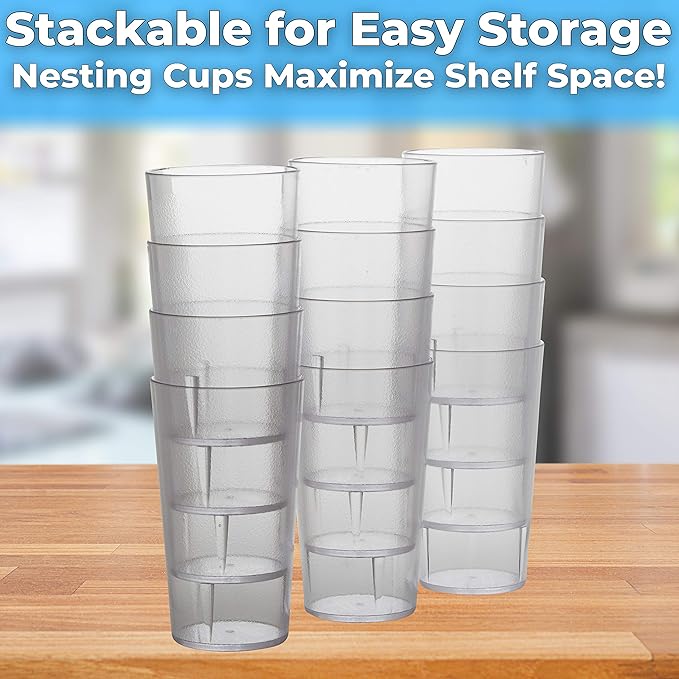 Restaurant Grade, BPA-Free 12oz Clear Plastic Cups 24pk. Super Durable - Image 4