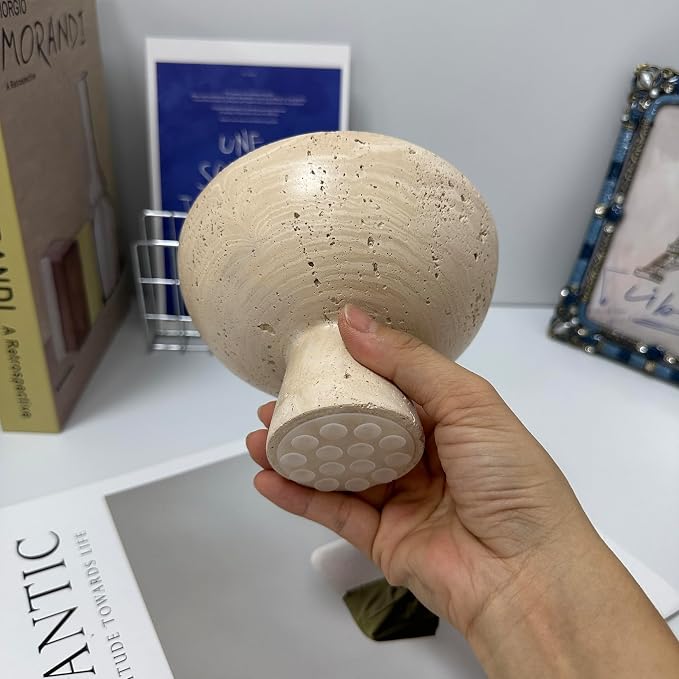 Travertine Style Concrete Pedestal Bowl Wabi-Sabi Organizer | Small 5.5" - Image 5
