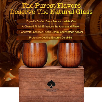 Charred Wooden Whiskey Glass Set – Durable Bourbon Glass for Men, Insulated Old Fashioned Glass – Whiskey Gifts for Husband, Dad, Brother – Birthday, Christmas, Father’s Day, Retirement