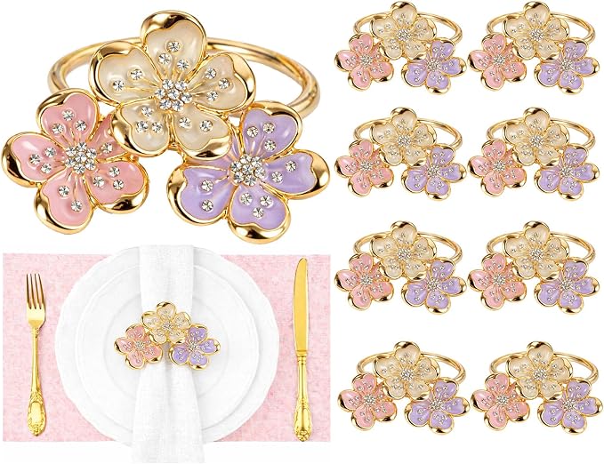 Flower Napkin Rings Set of 8, European Palace-Style Glaze, High-Temperature by Unknown