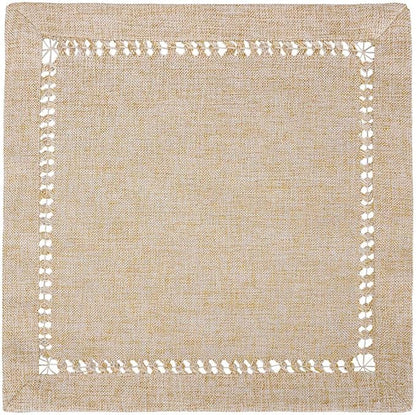 Grelucgo Handmade Hemstitch Beige Cocktail Napkins - Image 2