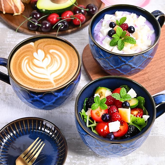24 oz Ceramic Soup Mug with Handle & Lid, Large Microwave Safe Soup Bowl - Image 2