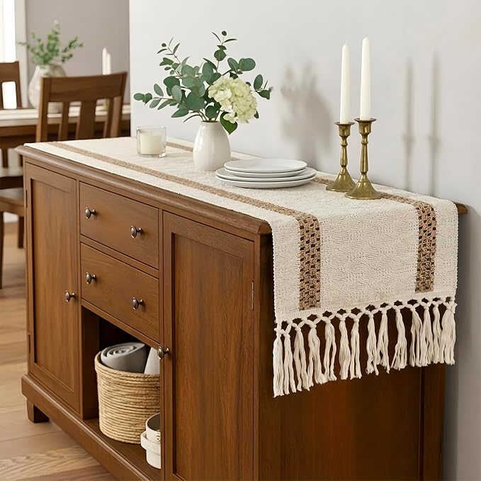 Fall Table Runner with Tassels for Coffe Table Home Decor 12x72 Inch | 72 - Image 7