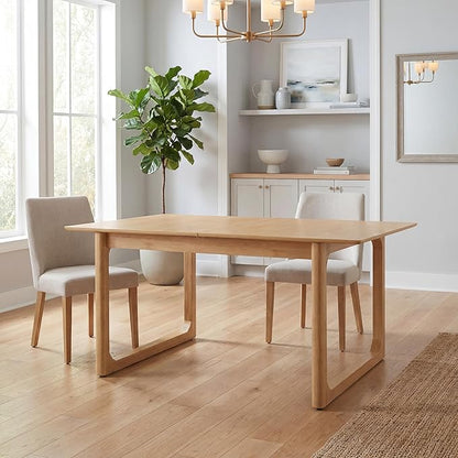 HNY Extendable Wood Dining Table for 4-8, 71" Inch Modern Rectangular Kitchen Tables with Wooden Base Farmhouse Dinner Table for Dining Room, Living Room, Home, Natural Oak