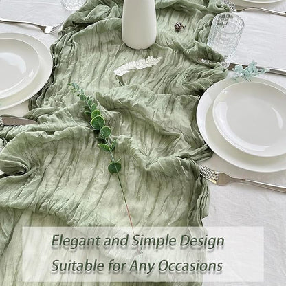 8 Pack Sage Green Cheesecloth Table Runner 20 x 120 inch Gauze Table Runners 10 - Image 4