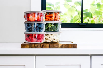 12-Piece Glass Food Storage Containers Set | 4-Cup, Leakproof | Microwave - Image 3