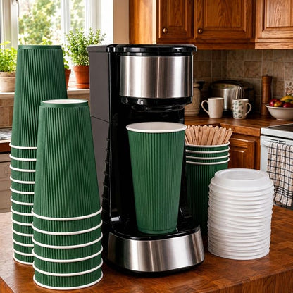 Restaurantware Ripple Wall Coffee Cups 500 Count 16 Ounce Insulated Forest - Image 3