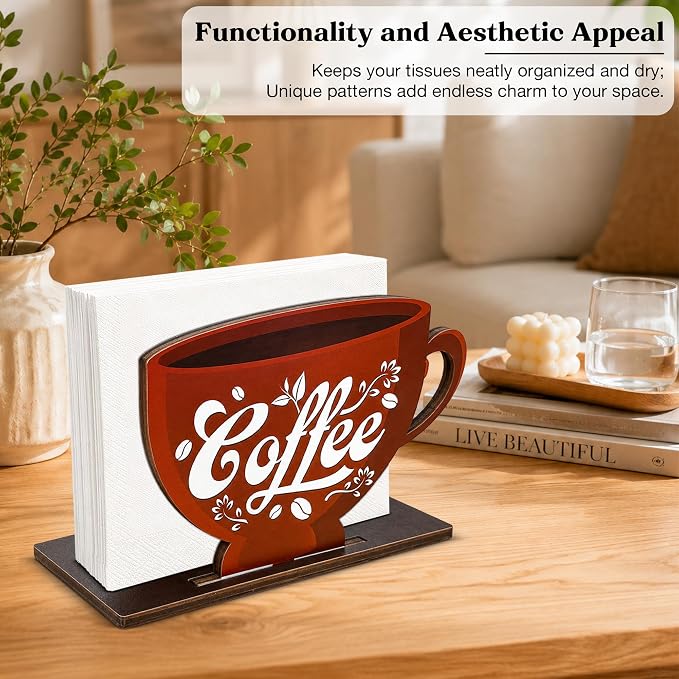 Coffee Cup Decor Wood Napkin Holder - Image 5