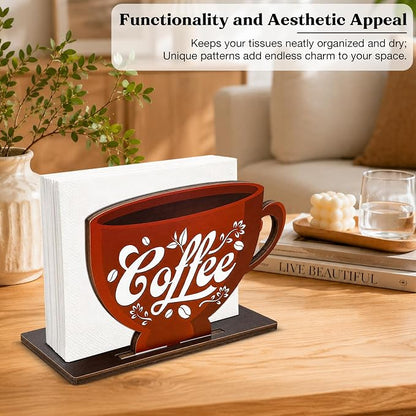 Coffee Cup Decor Wood Napkin Holder - Image 5