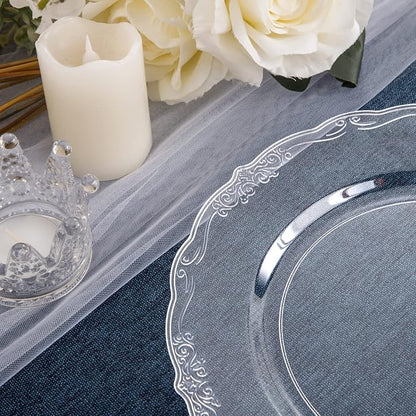 U-QE 60 Pieces Clear Plastic Plates - Image 3