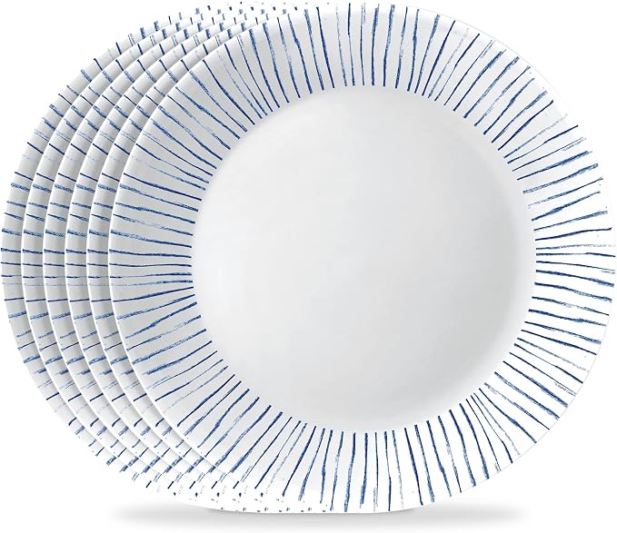 Corelle 6-Piece 10.25" Vitrelle Glass Dinner Plates Lightweight, Chip/Scratch by Corelle