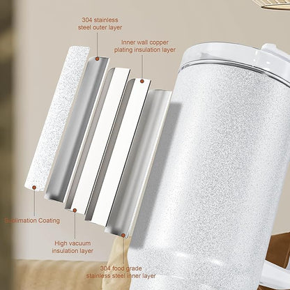 40oz Sublimation Tumblers with Handle Lid Straw 20 Pack Stainless Steel Insulated Tumblers Blanks Water Bottle Travel Cups for Party Home Driving Office