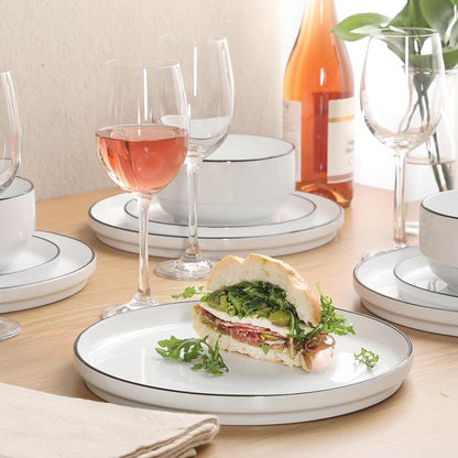 Gibson Home Rothernberg Plates and Bowls 18 Piece Porcelain White Dinnerware - Image 2