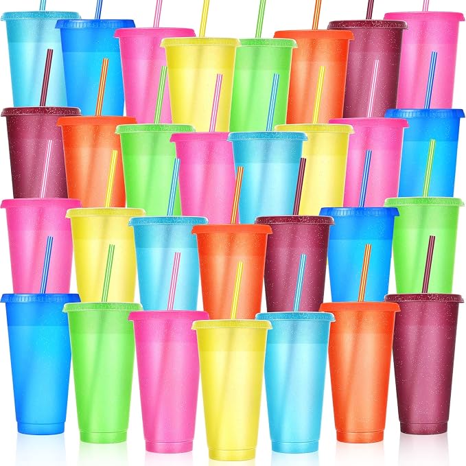 Honeydak 30 Pack Tumbler with Straw and Lid Bulk Cups by Honeydak