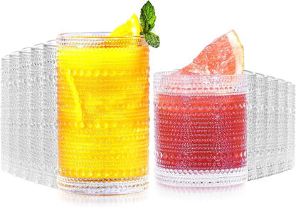 Vintage Hobnail Drinking Glasses Set of 12-14 oz Old Fashioned Water Glass Cups by Lvtrupc