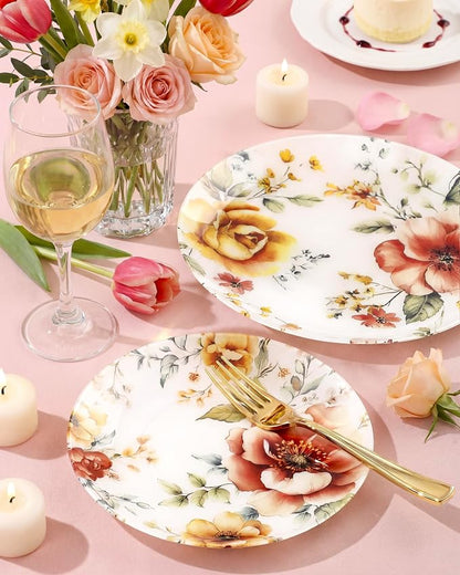 Morejoy 60pcs Floral Plastic Plates, Fancy Disposable Plates Sets | Heavy Duty - Image 2