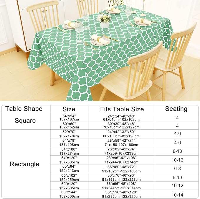 Smiry Rectangle Table Cloth, Waterproof Vinyl Tablecloth with Flannel Backing for Rectangle Tables, Wipeable Spillproof Plastic Tablecloths for Dining, Camping and Indoor (60"x120", Sage Green)