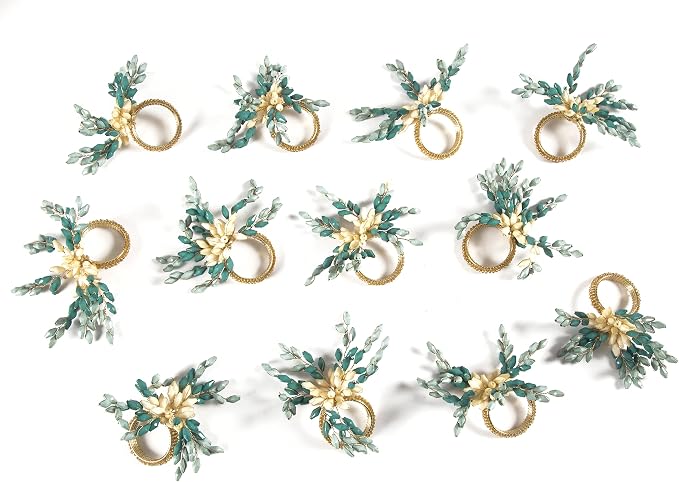 Green Gold Beaded Napkin Ring - Image 3