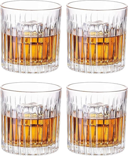 GLASKEY Whiskey Glasses Set of 4,Lead-Free Crystal Old Fashioned Glass,300ml Rocks Glass Tumblers for Drinking Bourbon,Cognac,Irish Whisky,Whiskey Gifts for Men
