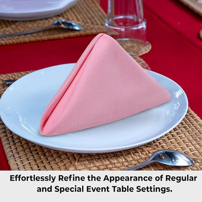 Urban Villa Cloth Napkins Set of 12 (20x20 Inches) 100% Cotton Napkins Cloth Washable Soft Durable Reusable Absorbent Table Dinner Napkins Cloth for Hotel Lunch Restaurant Weddings Parties - Pink