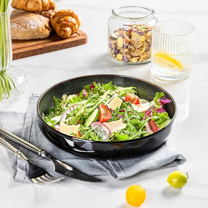 LERATIO 8.5'' Large Ceramic Pasta Bowls, 36oz Pasta Serving Bowls Set of 4 for Kitchen, Wide Bowls for Fruit,Pasta,Salad,Oatmeal,Meal, Microwave Safe, Reactive Glaze