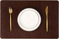 Faux Leather Placemats, Set of 8 PU Table Mats, Easy to Clean, Heat & Stain Resistant for Office Conference Table,Dinging Home Decor F Dark Brown