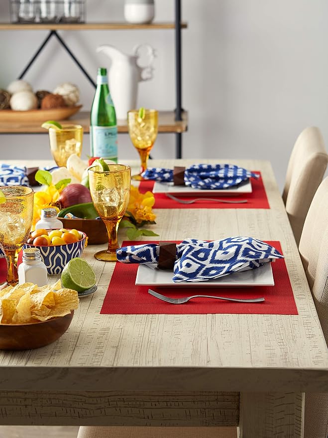 DII PVC Tabletop Collection Woven Indoor/Outdoor, Placemat Set, Tango Red - Image 5