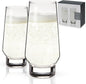 Viski Weighted Stemless Champagne Flutes - Modern Crystal Wine Martini Mimosa Cocktail Glasses Round Footed Base, Bar Fluted Glassware, Housewarming Wedding Champagne Gift - Set of 2, 9.5oz, Clear
