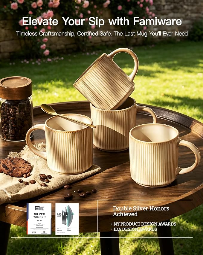 famiware Coffee Mug Set for 6, Star 12 oz Catering Mugs Cup Set - Image 5