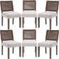 Farmhouse Dining Chairs Set of 6 Linen Fabric Upholstered Accent Side Chair, Mid Century Modern Kitchen & Dining Room Chairs with Woven Rope Back for Home, Living Room, Bedroom - Beige