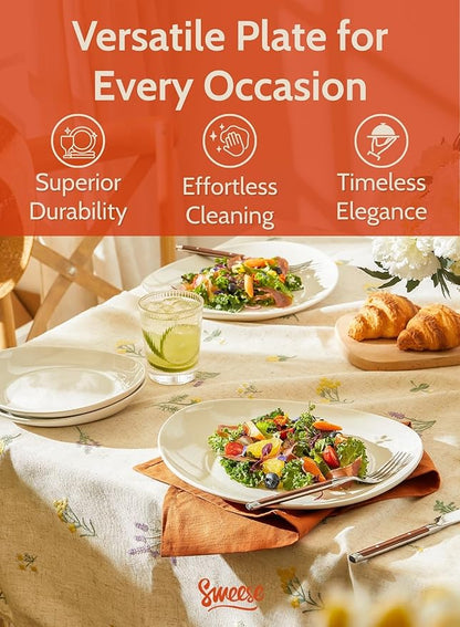 Sweese Porcelain Dinner Plates 11 Inch Set of 6 - Scratch Resistant, Microwave Oven Safe Plates in Grey